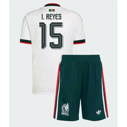 Stroje piłkarskie Meksyk Israel Reyes #15 Koszulka Wyjazdowej dla dzieci MŚ 2026 Krótki Rękaw (+ szorty)